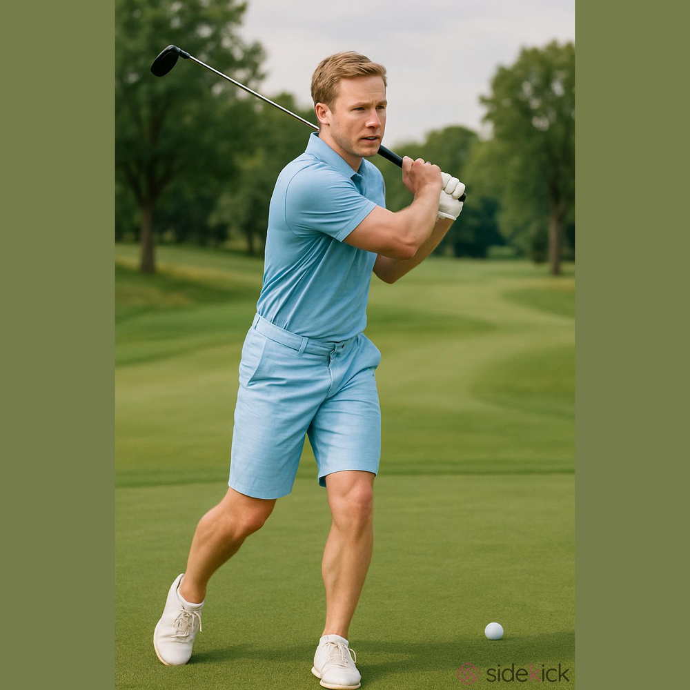 PGA Tour Men's Sky Blue Patterned Shorts - Picture 7 of 7